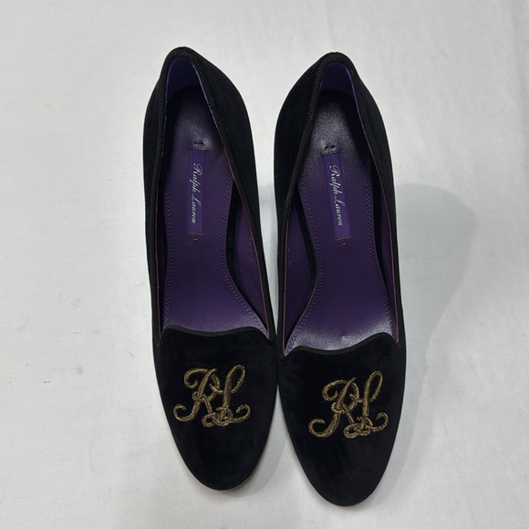 RalphLauren Purple Label Marion Embroidered Velvet Pump Collection made in Italy - Picture 3 of 16